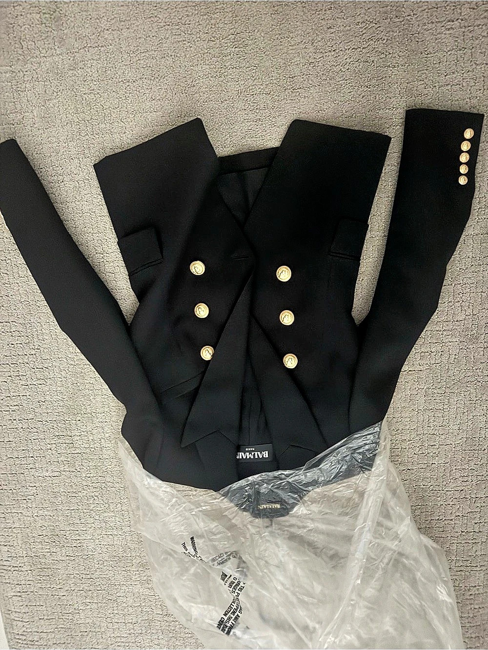 Balmain Double-Breasted Wool Blazer Black